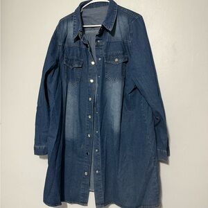 Denim Long Sleeve Snap Long Cardigan/Sweeper